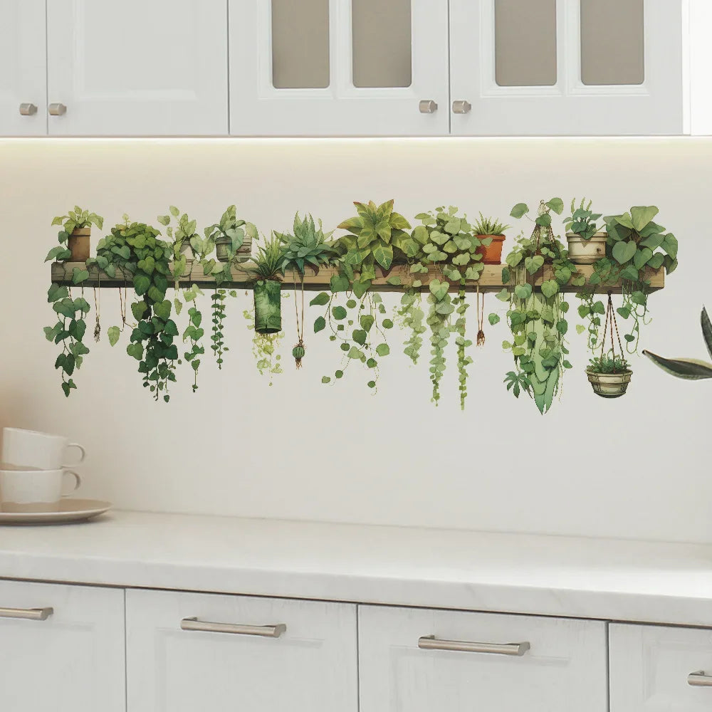 Stickers Plantes vertes étagère Déco-exotique.fr