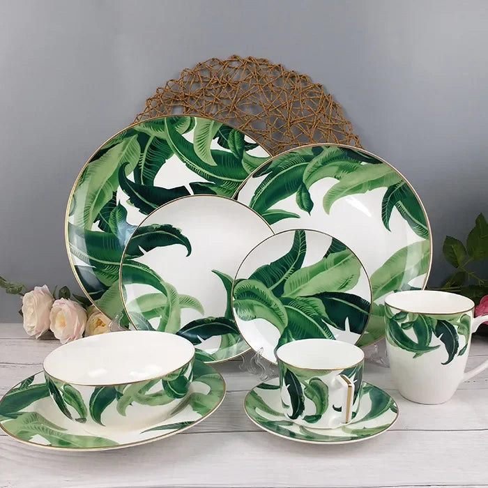 Vaisselle motif Feuille Bananier-Déco Exotique