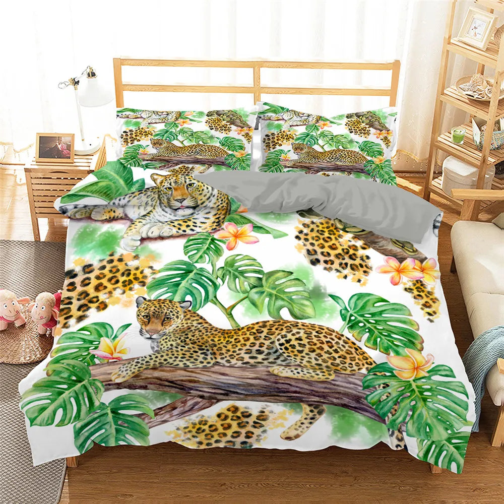 Housse de couette Jungle Tropicale Léopard Déco-exotique.fr