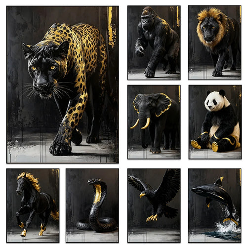Poster Animaux Noir et Or-Déco Exotique