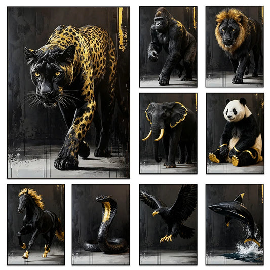 Poster Animaux Noir et Or-Déco Exotique