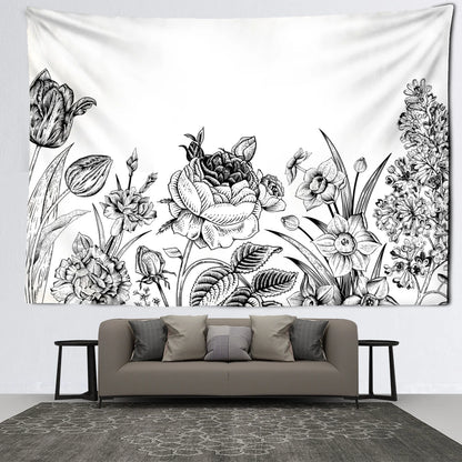 Tenture Fleur Noir et Blanc- Déco Exotique