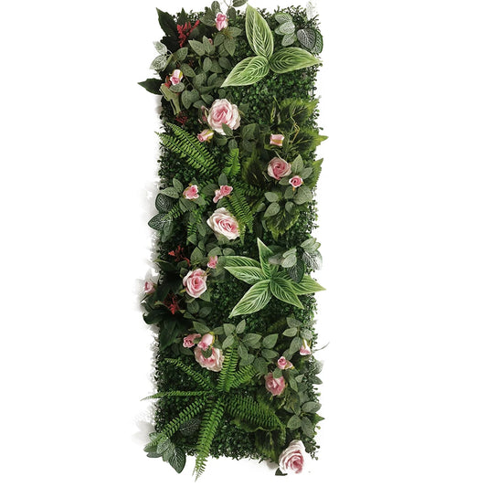 Mur Végétal Artificiel Fleurs Roses- Déco Exotique