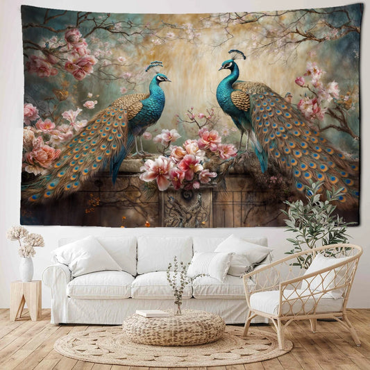 Tenture Vintage Paon- Déco Exotique