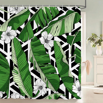 Rideau de Douche Tropical Feuille de Bananier-Déco Exotique