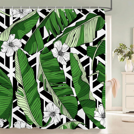 Rideau de Douche Tropical Feuille de Bananier-Déco Exotique