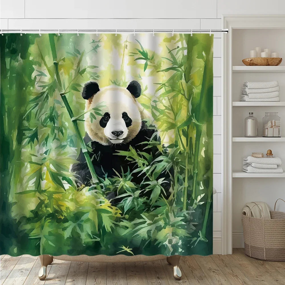 Rideau de douche Jungle Panda-Déco Exotique