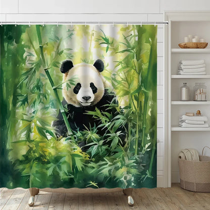 Rideau de douche Jungle Panda-Déco Exotique