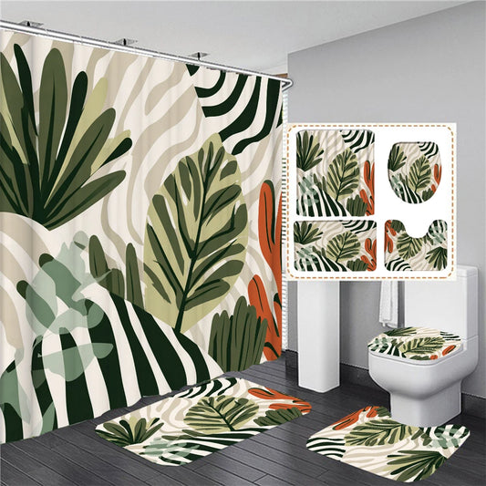 Ensemble Rideau de Douche Jungle Style Abstrait-Déco Exotique