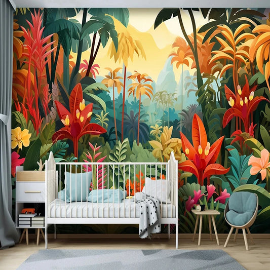 Papier peint Jungle Tropicale Colorée- Déco Exotique
