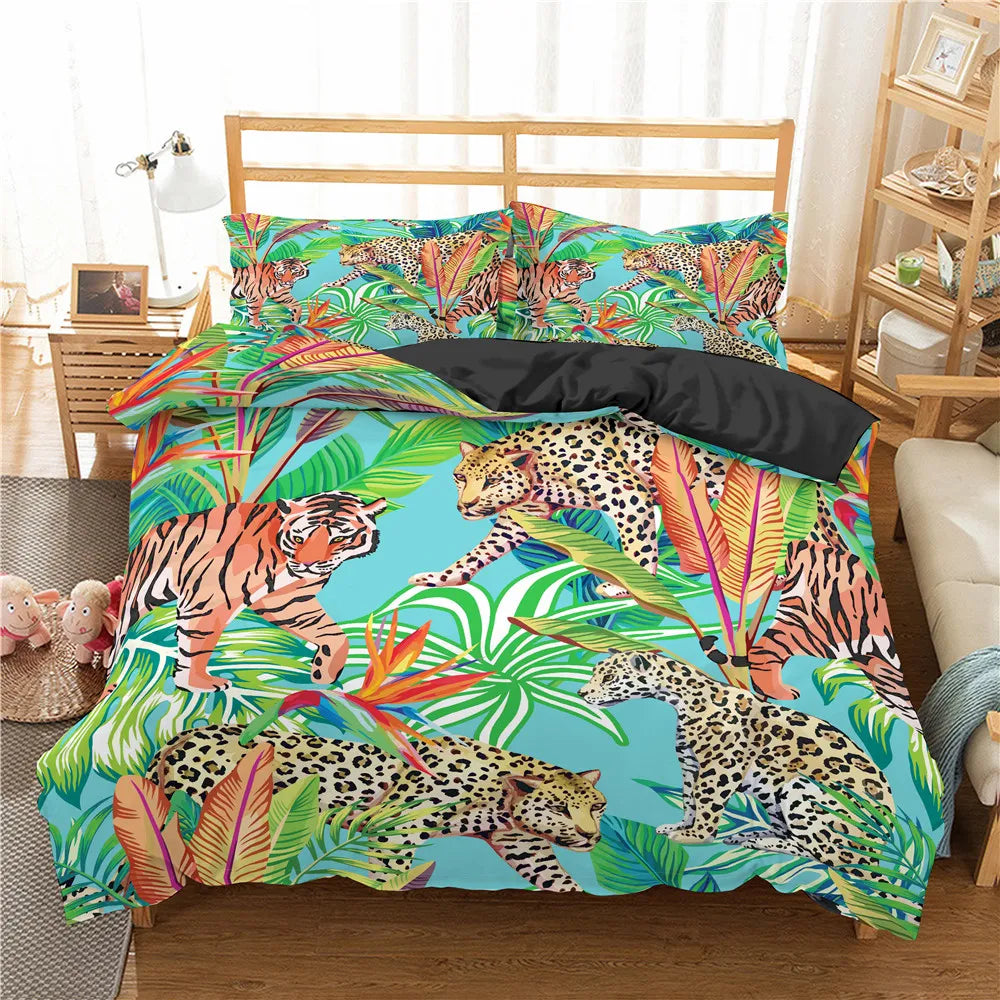 Housse de couette Jungle Léopard et Tigre Déco-exotique.fr