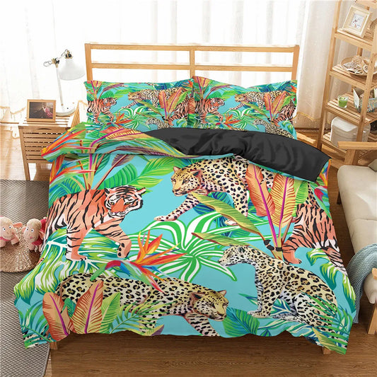 Housse de couette Jungle Léopard et Tigre Déco-exotique.fr