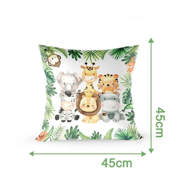 Coussin Jungle Animaux Chambre Bébé Déco-exotique.fr