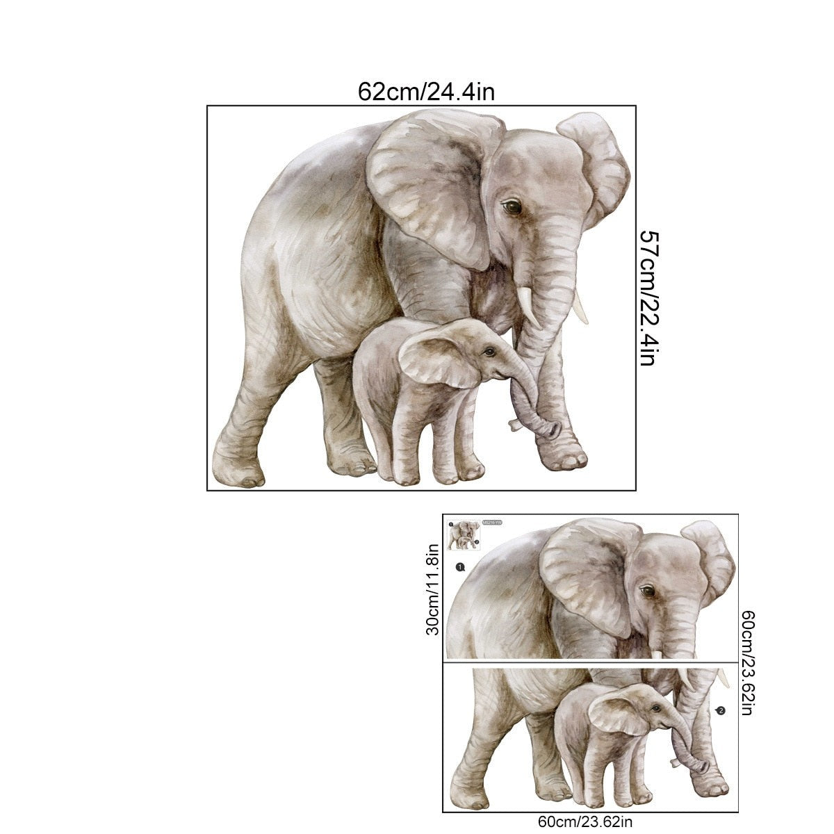Stickers Éléphant et Éléphanteau Déco-exotique.fr