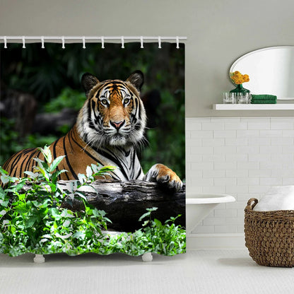 Rideau de Douche Jungle Tigre et Tapis-Déco Exotique
