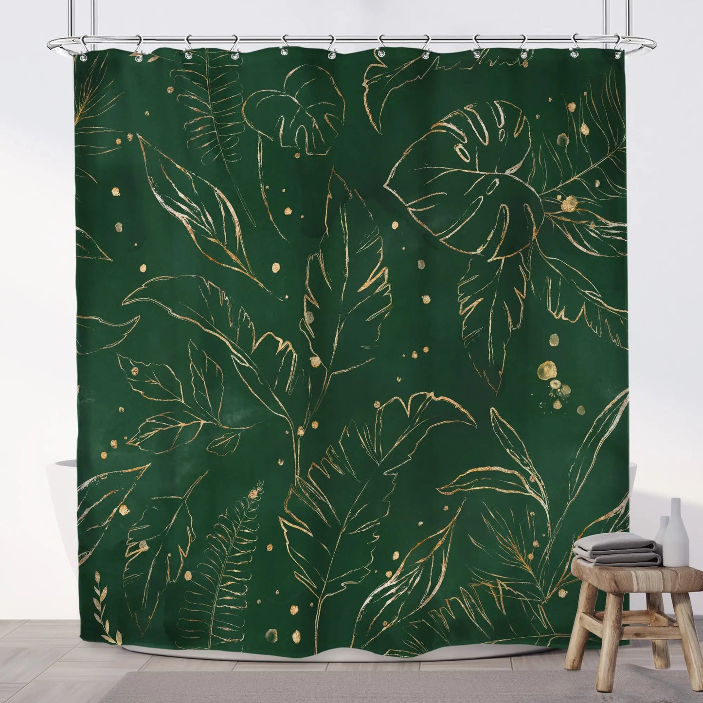 Rideau de douche Jungle Vert-Déco Exotique