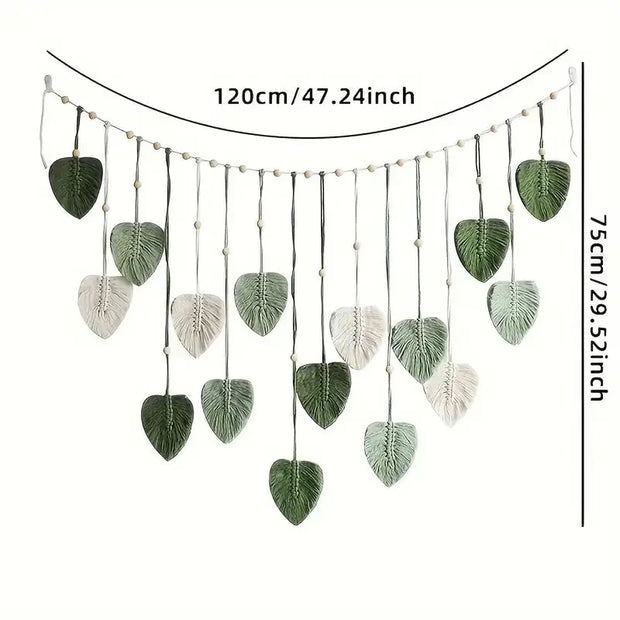 Macramé Mural Feuille Verte Déco-exotique.fr