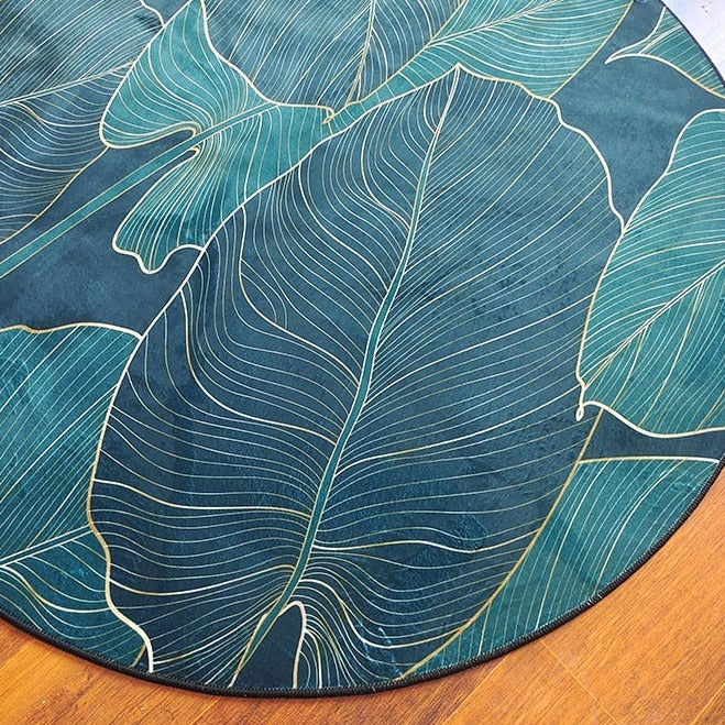 Tapis Jungle Feuille Rond Déco-exotique.fr