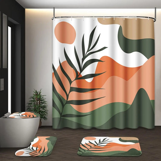 Ensemble Rideau de Douche Tropical Abstrait