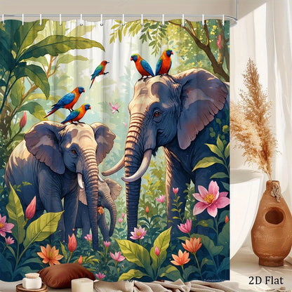 Rideau de douche Jungle Elephant-Déco Exotique