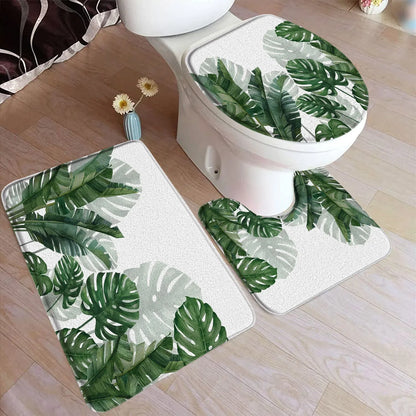 Rideau de douche Tropical Vert et Blanc-Déco Exotique