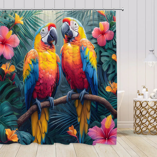Rideau de douche Tropical Perroquet-Déco Exotique