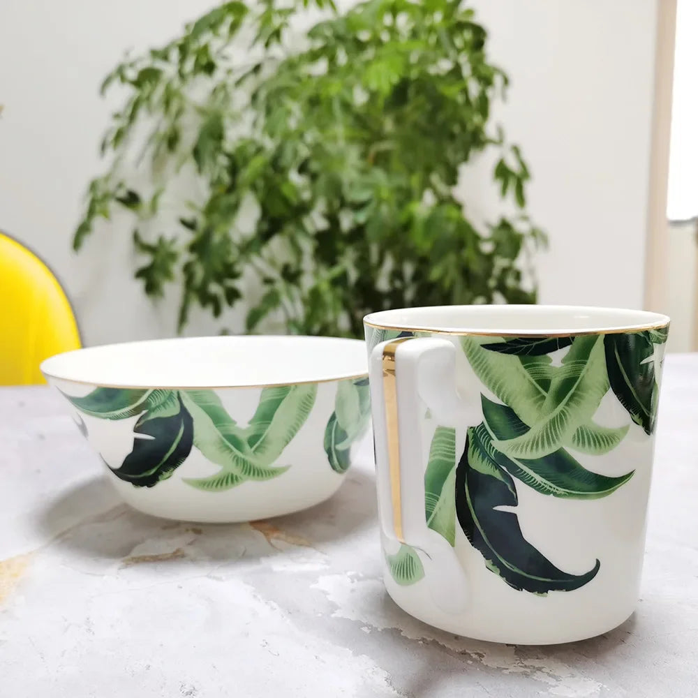 Vaisselle motif Feuille Bananier-Déco Exotique