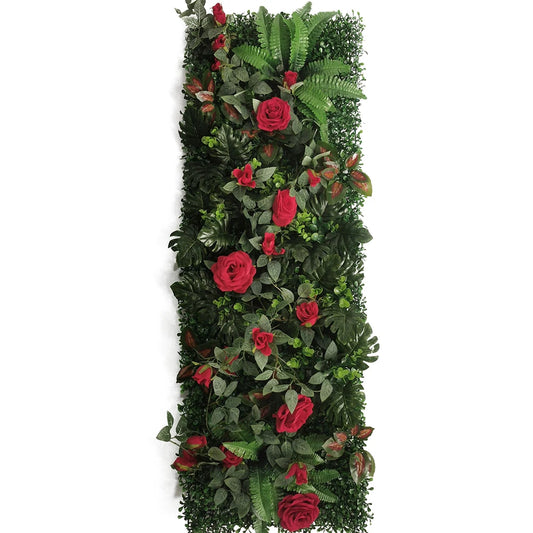 Mur Végétal Artificiel Fleurs Rouge- Déco Exotique