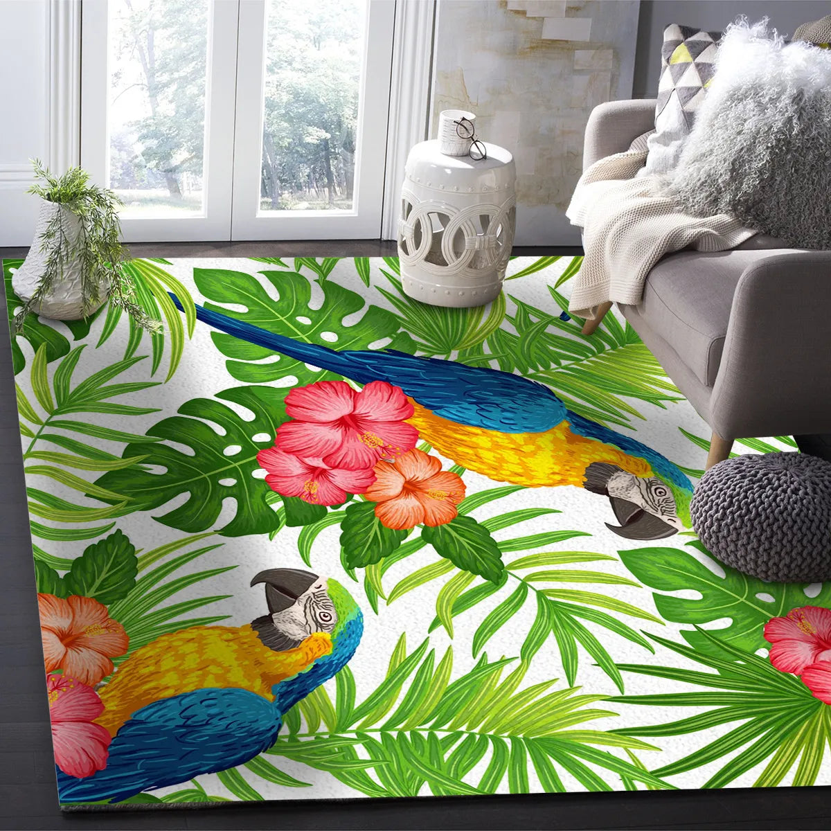 Tapis Jungle Tropicale Perroquet Déco-exotique.fr