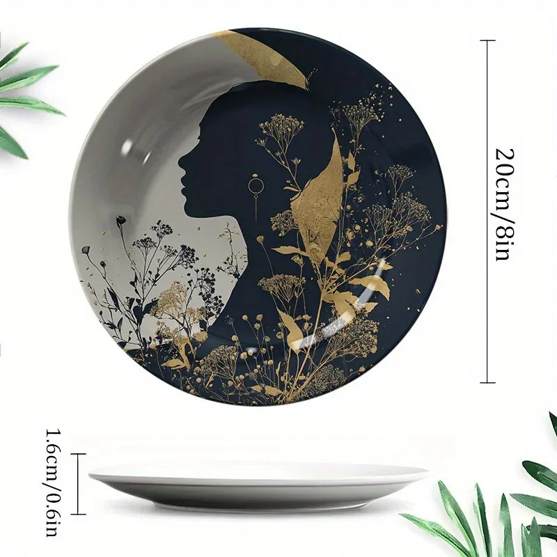 Assiette Décorative Murale Motif Silhouette Femme-Déco Exotique