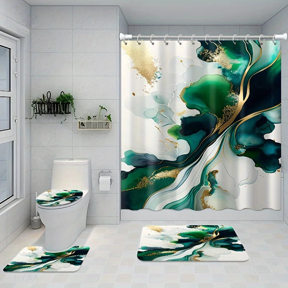Rideau de douche Jungle Effet Marbre-Déco Exotique