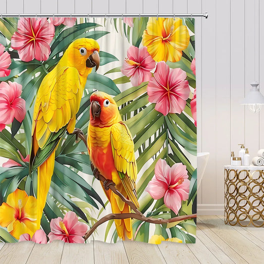 Rideau de douche Perroquet Jaune-Déco Exotique