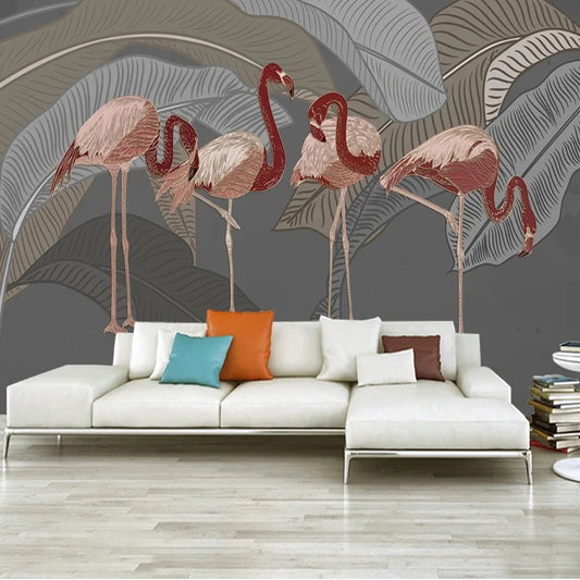 Papier peint Tropical Flamant Rose Chic Déco-exotique.fr