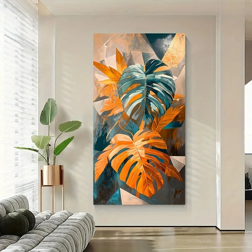 Affiche Feuillage Orange et Bleu-Déco Exotique