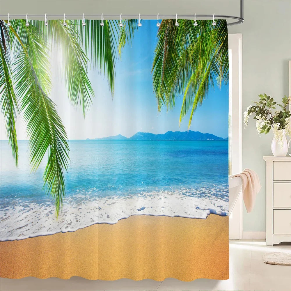 Rideau de douche Tropical Plage