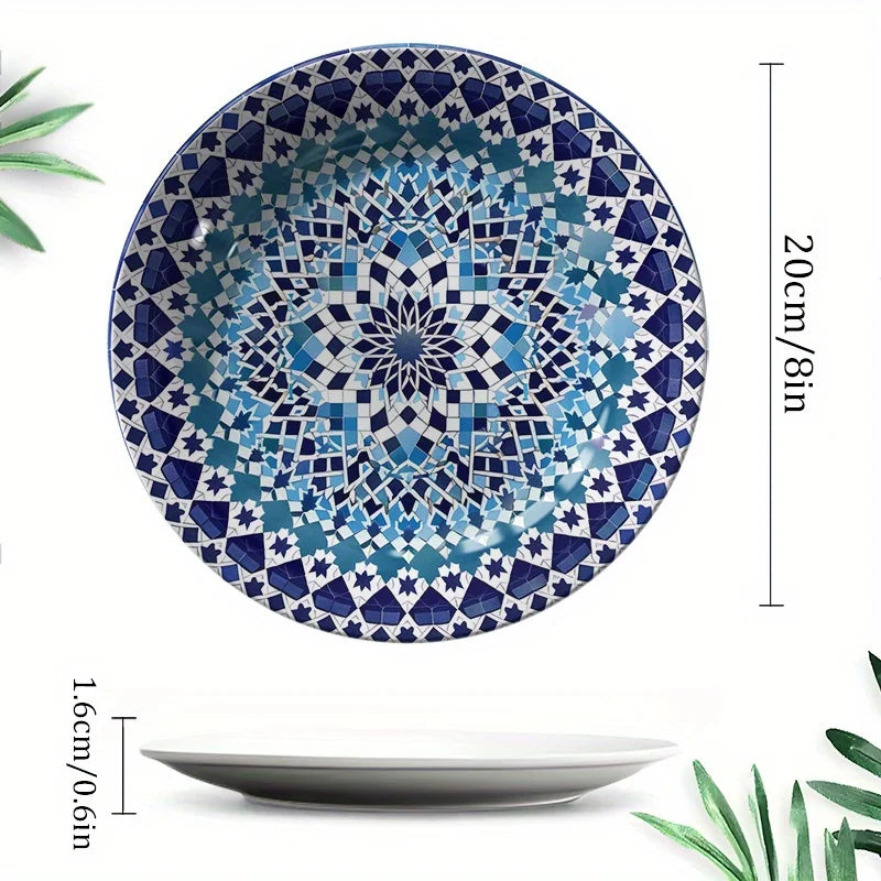 Assiette Murale Mosaïque Bleue-Déco Exotique
