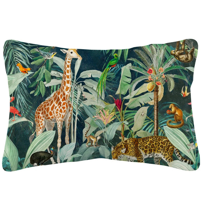 Coussin Jungle Animaux Rectangulaire Déco-exotique.fr