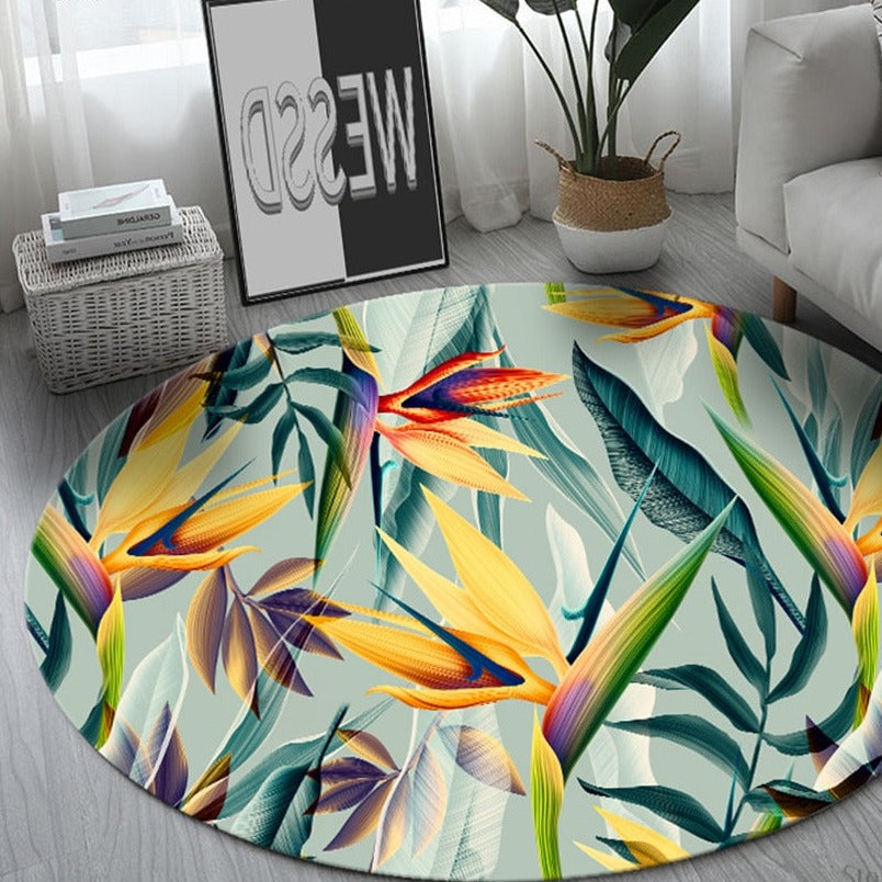 Tapis Jungle Oiseau du paradis Rond Déco-exotique.fr