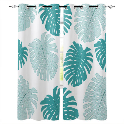 Rideau Tropical Monstera Bleu Déco-exotique.fr
