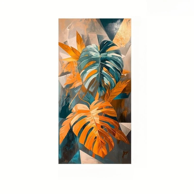 Affiche Feuillage Orange et Bleu-Déco Exotique
