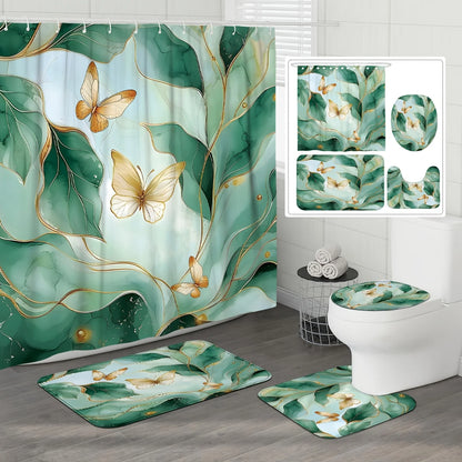 Ensemble 4 pièces Rideau de Douche Jungle-Déco Exotique