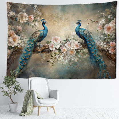 Tenture Vintage Paon- Déco Exotique