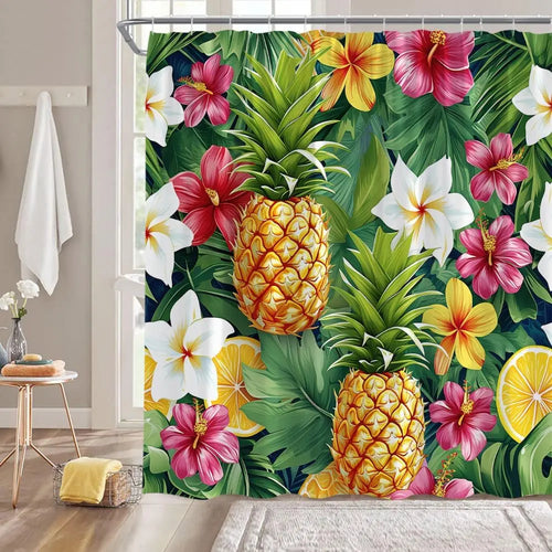 Rideau de Douche Ananas Tropicaux-Déco Exotique