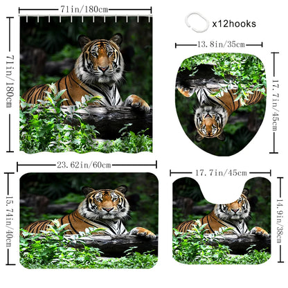Rideau de Douche Jungle Tigre et Tapis-Déco Exotique
