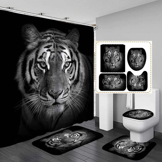Kit Salle de bain Tigre Noir et Blanc-Déco Exotique