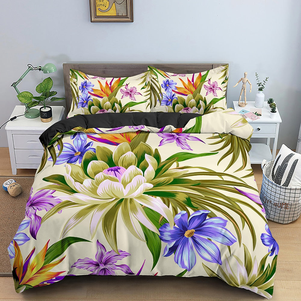 Housse de couette Tropical Grandes Fleurs Déco-exotique.fr