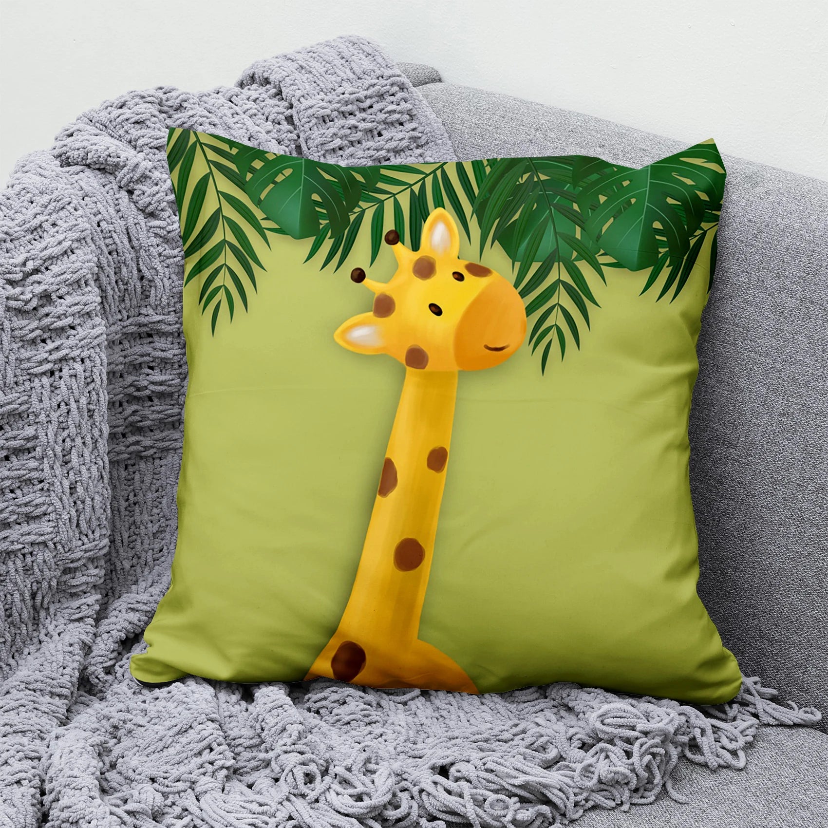 Coussin Jungle Animaux Enfant Vert Déco-exotique.fr