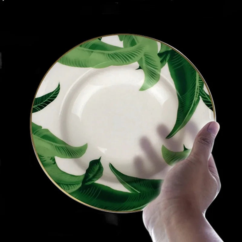 Vaisselle motif Feuille Bananier-Déco Exotique