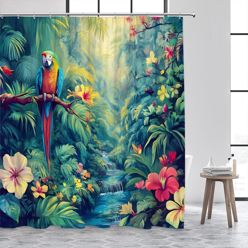 Rideau de douche Jungle Perroquet-Déco Exotique