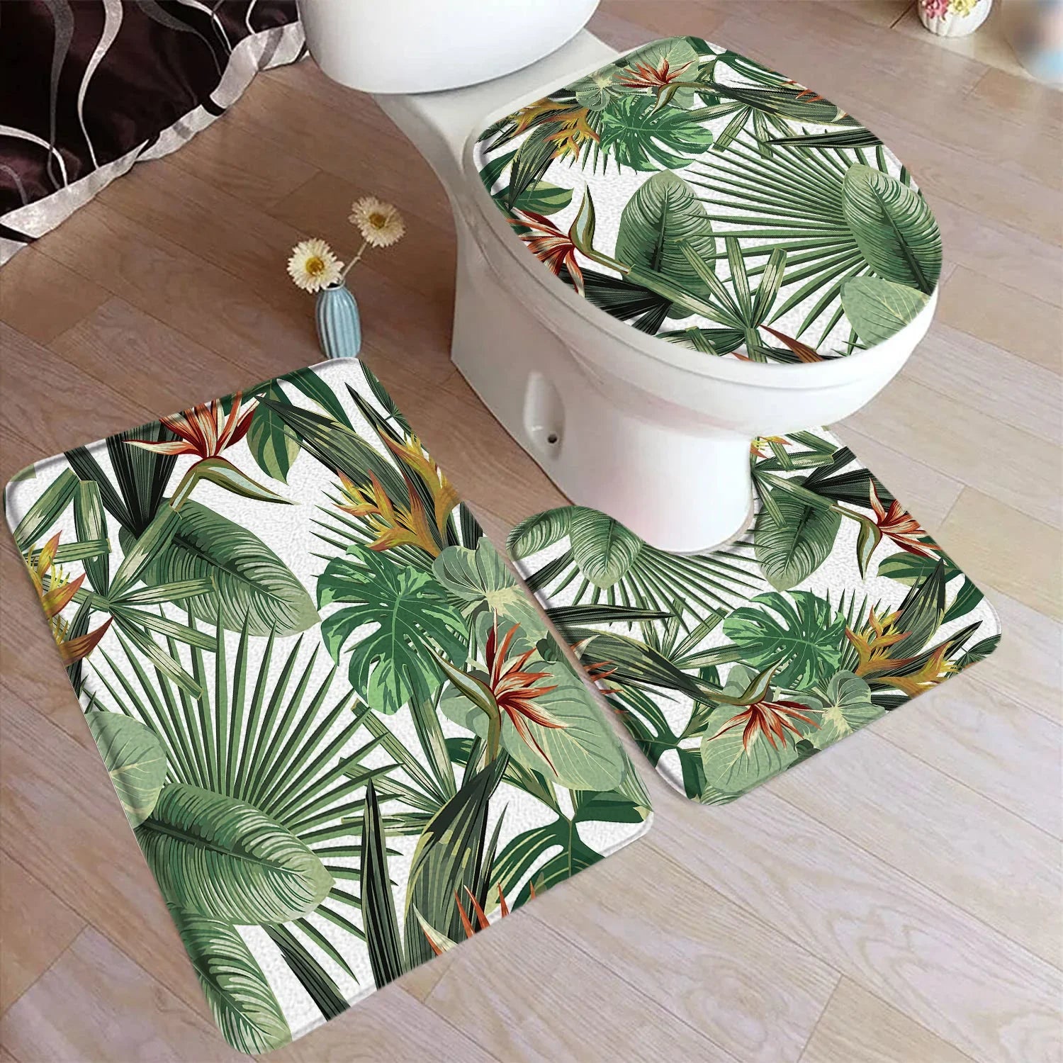 Rideau de douche Tropical Fleurs Oiseau du Paradis-Déco Exotique